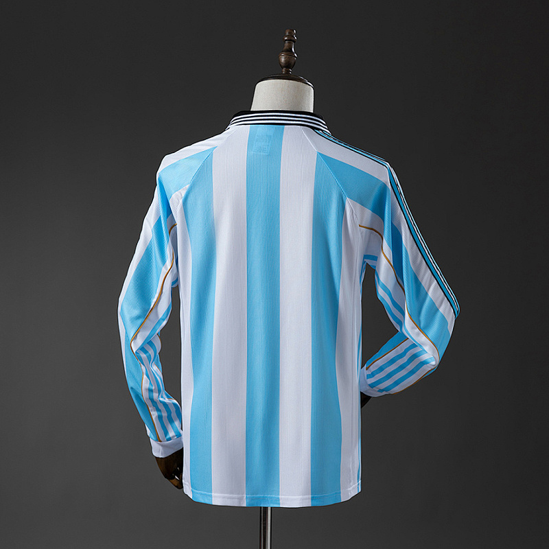Argentina Argentina 1998 Home Long Sleeve Retro Jersey S-XXL 2