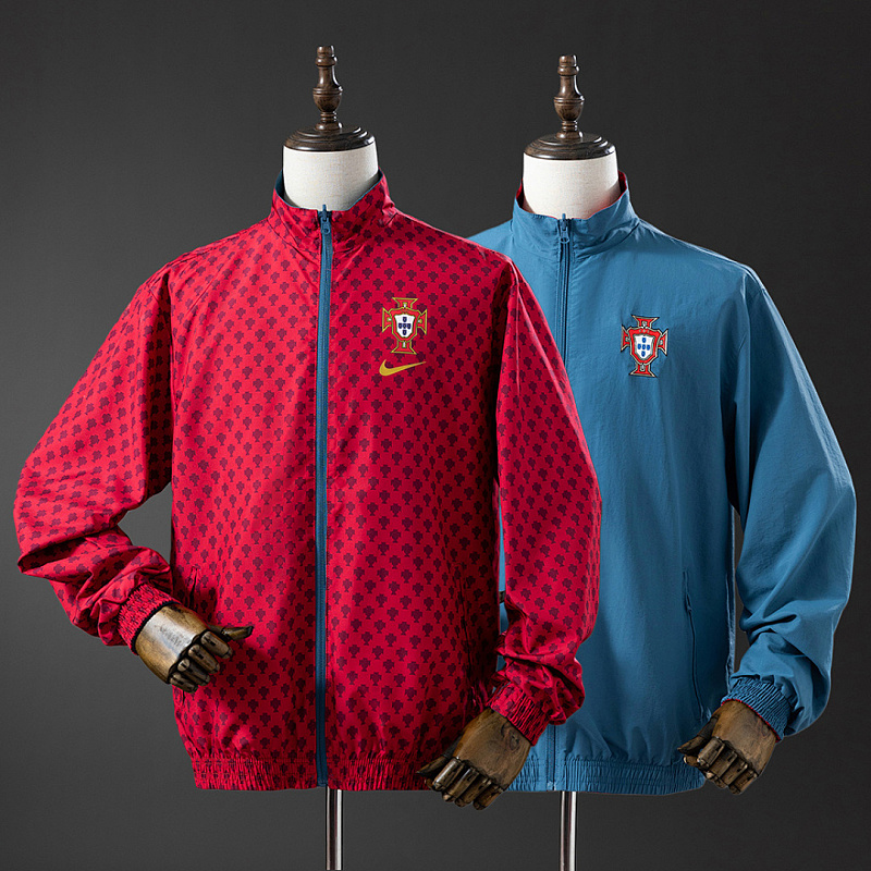 Portogallo Portugal Reversible Jacket Windbreaker - Red & Cyan S-XXL