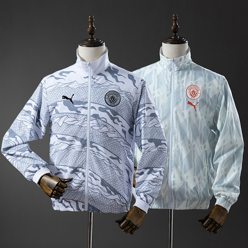 Manchester City Manchester City Reversible Jacket Windbreaker - White & Mint Green S-XXL