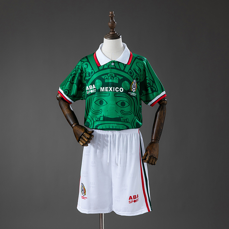 Messico Mexico 1998 Home Retro Kids Kit Jersey Size 16-28