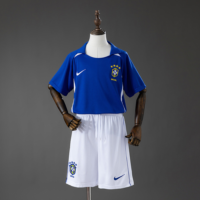 Brasile Brazil 2002 Away Retro Kids Kit Jersey SIZE 16-28