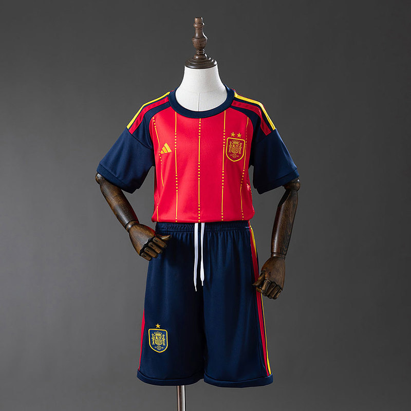 Spagna Spain 2026 Home 2-Star Champion Edition Kids Kit Jersey Size 16-28 4