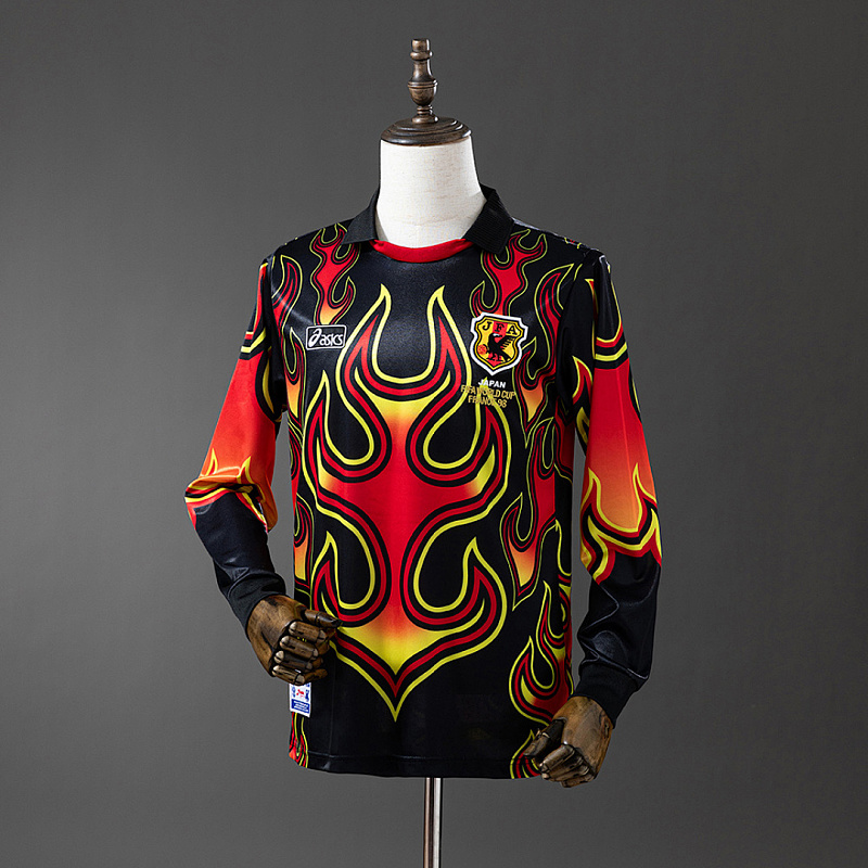 Giappone Japan 1998 Goalkeeper Black Fireworks Long Sleeve Retro Jersey S-XXL