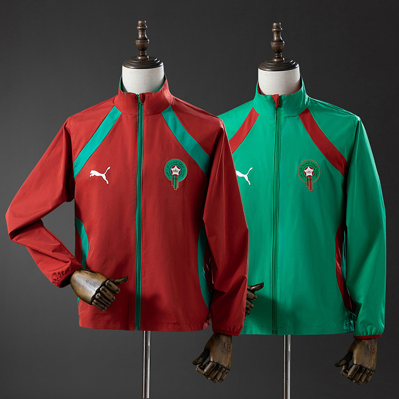 Marocco Morocco 2026 Reversible Jacket Windbreaker - Red & Green S-3XL