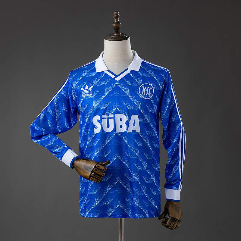 Karlsruher Long Karlsruher 89/90 Home Retro Long Sleeved Jersey S-XXL